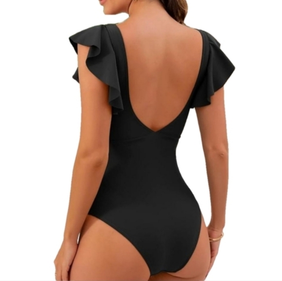 B2PRITY Black One Piece Ruffle Sleeve Swimsuit - Picture 2 of 12